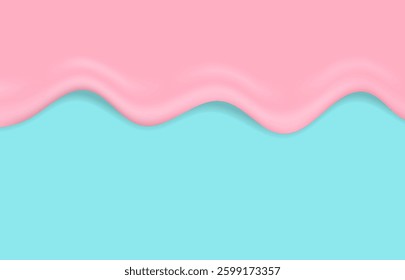 Pink liquid or strawberry sauce melting on a blue background