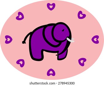 A pink little elephant.Vector illustration.