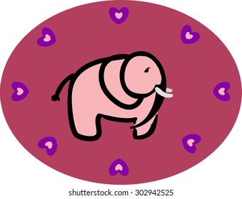 A pink little elephant.Vector illustration.