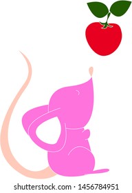 Pink little mouse, illustration, vector on white background