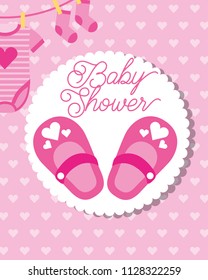 pink little shoes socks and bodysuit baby shower greeting card