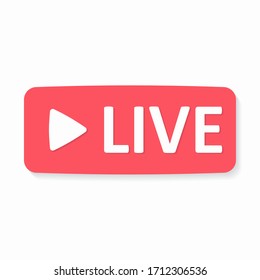 Pink Live button. Template for a live button drawn in a flat style and isolated on a white background. Web layout button in the live. The concept of social networks. Vector illustration