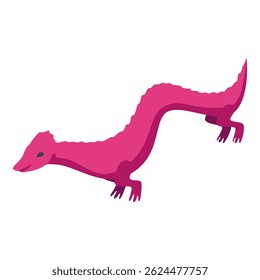 Ícone de lagarto rosa andando, estilo isométrico