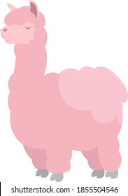 Pink llama, illustration, vector on white background
