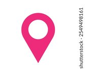 Pink location or map pin indicator. Location icon vector flat design. isolated on white background