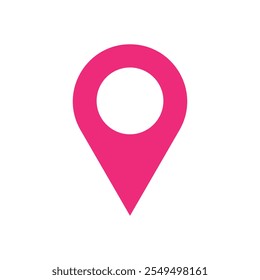 Pink location or map pin indicator. Location icon vector flat design. isolated on white background