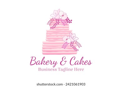 Pink Logo Design with a Cake