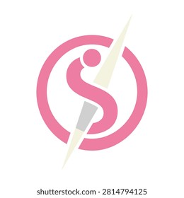 A pink logo featuring a stylized letter S and a paintbrush on a white background, symbolizing creativity and artistry in a modern design