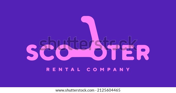 Pink logo of rental electric scooter. simple\
flat style trend modern escooter logotype graphic design isolated\
on white background.