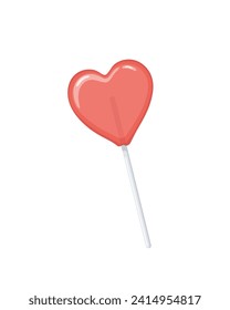 Corazón rosado de lollipop para el día de San Valentín. Imagen vectorial.