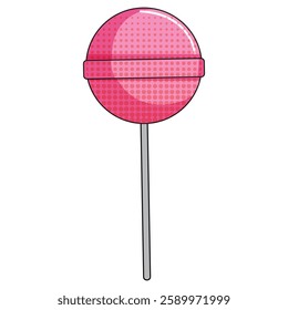 Pink lollipop on a stick isolated on white background