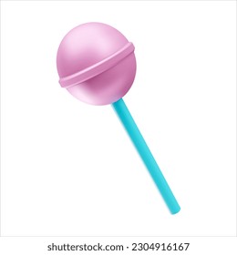 pink lollipop on a white background. 3d vector.