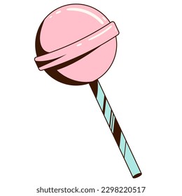 Pink lollipop, retro vector illustration.