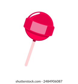 Pink lollipop with a white stick perfect for candy themed designs, childrens illustrations, sweet treat concepts, or confectionery advertising campaigns