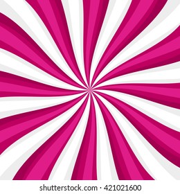 Pink Lollypop Candy Background with Swirling, Rotating, Twirling Stripes. Vector illustration