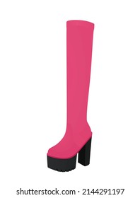 Arranque largo rosado. tacón alto. ilustración vectorial