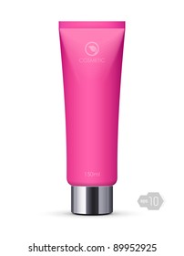 Pink Long Clean Tube Of Cream: Vector Version