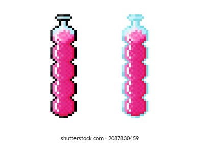 Pink long potion pixel art. Vector Picture. 