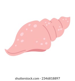 Pink long seashell in cartoon style

