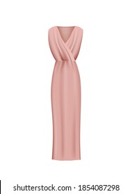 Pink  long silk dress, vector