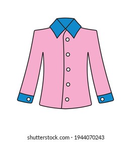 Pink long sleeve haute couture dress shirt isolated cartoon vector