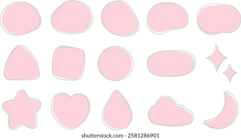 Pink loose and cute shape illustration set