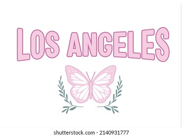 pink los angeles vector design hand drawn