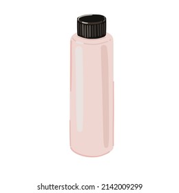 Botella de loción rosa, ilustración vectorial. Producto de belleza aislado en blanco. 