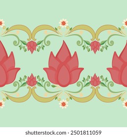 Pink lotus Abstract flora, Gemetric Ethnic traditional seamless, Navajo Native American Indian, tribal, traditional, pattern design for carpet, print, wrap, decorative, illustration, Fabric, Wallpa