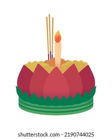 pink lotus candle incense icon isolated