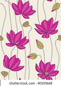 pink lotus -floral  seamless pattern