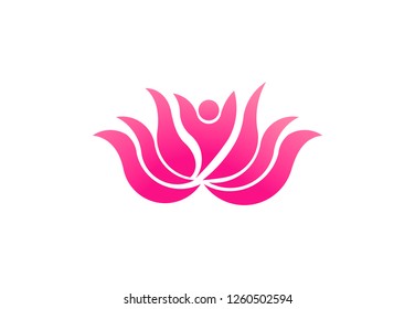 Pink lotus flower, business vector logo