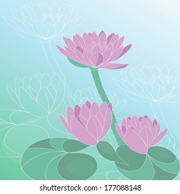 Pink lotus flower. Hand drawn vector art