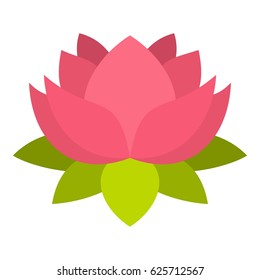 Pink lotus flower icon. Flat illustration of pink lotus flower icon vector isolated on white background