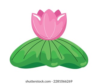 Pink lotus flower icon isolated