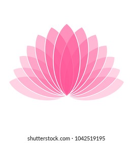 Pink Lotus Flower Icon Logo on White Background Illustration