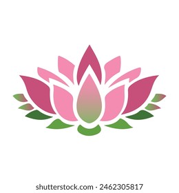 Pink Lotus Flower Icon Logo on White Background Illustration