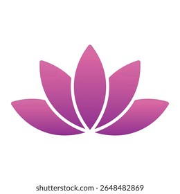Pink Lotus flower icon. Logo Symbol for eco, beauty, zen, spa, yoga, massage, medical companies. Blooming purple - pink lotus flower icon isolated on white background, vector illustration EPS 10.