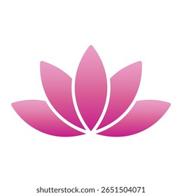 Ícone de flor de lótus rosa. Símbolo de logotipo para a beleza, zen, spa, ioga, massagem, empresas médicas. Ícone floral de lótus rosa florescente isolado no fundo branco, ilustração vetorial EPS 10.