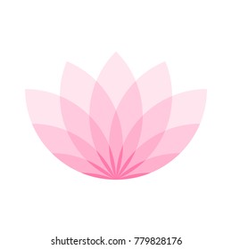 Pink lotus flower icon. Symbol of yoga and beauty. Vector illustration.