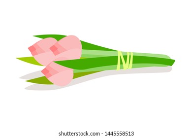 pink lotus flower and leaver vector