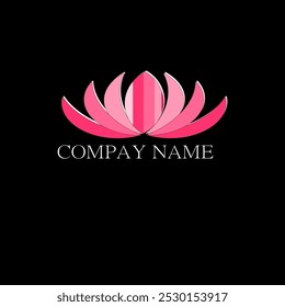  Pink Lotus Flower Logo. A minimalist logo design featuring a stylized pink lotus flower with overlapping petals. The simple and clean design conveys a sense of purity and serenity.