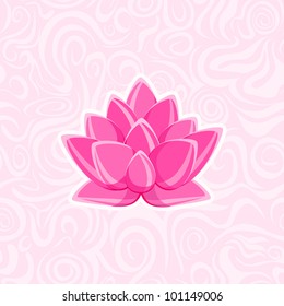 Pink Lotus Flower on Abstract Background. Vector Card Image