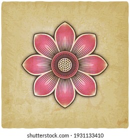 Pink lotus flower on vintage background