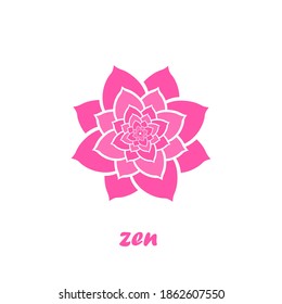 Pink lotus flower pattern for logo template isolated on white background. Mandala. Oriental indian, japanes, chinese style