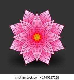 Pink lotus flower pattern on black background