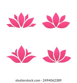pink lotus flower set logo.collection of flat lotus designs