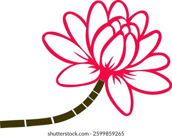 Pink lotus flower, watercolor vector illustration, hand drawing