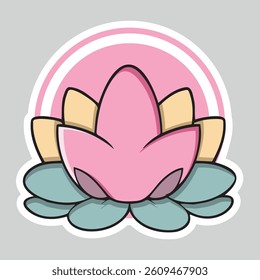 Pink lotus flower, watercolor vector illustration, hand drawing