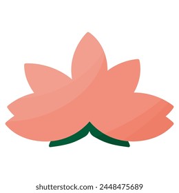 Pink lotus icon. Chinese plant on water. The Asian Botanical element symbol purity peace harmony fertility and chastity. Hand drawn vector illustration.